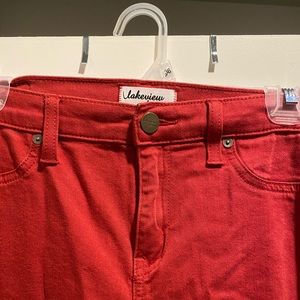 Women’s red skinny jeans